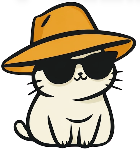 Cool cat with sunglasses and hat